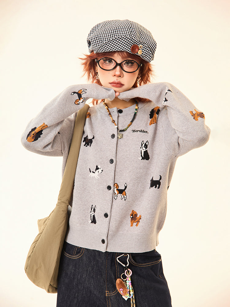 Dog Pattern Wool Sweater