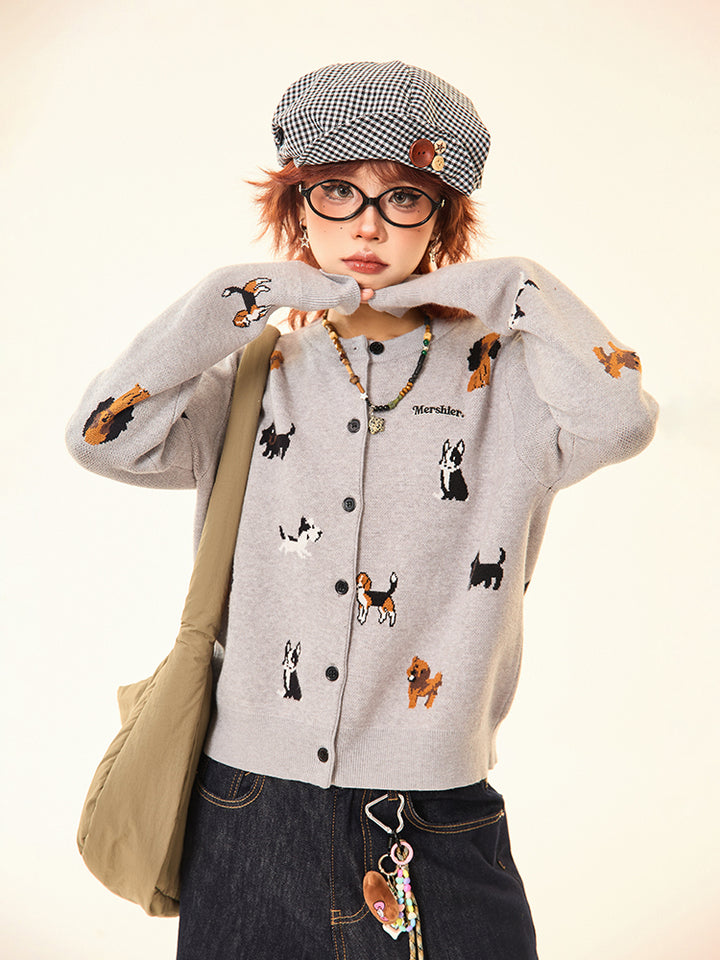 Dog Pattern Wool Sweater
