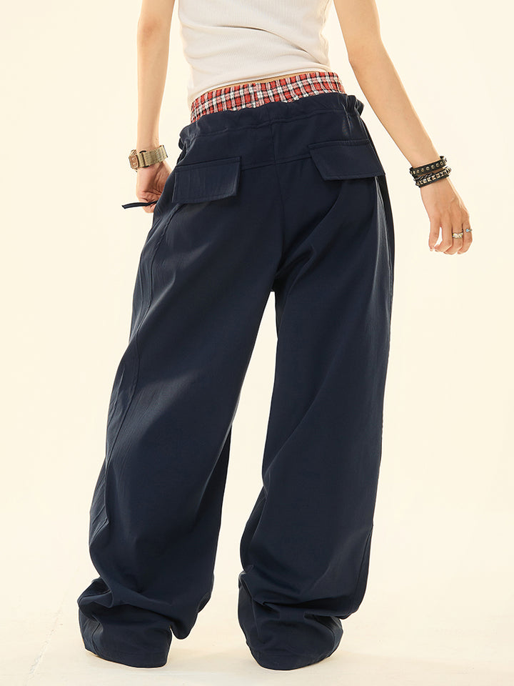Spliced Fake Two-Piece Casual Pants