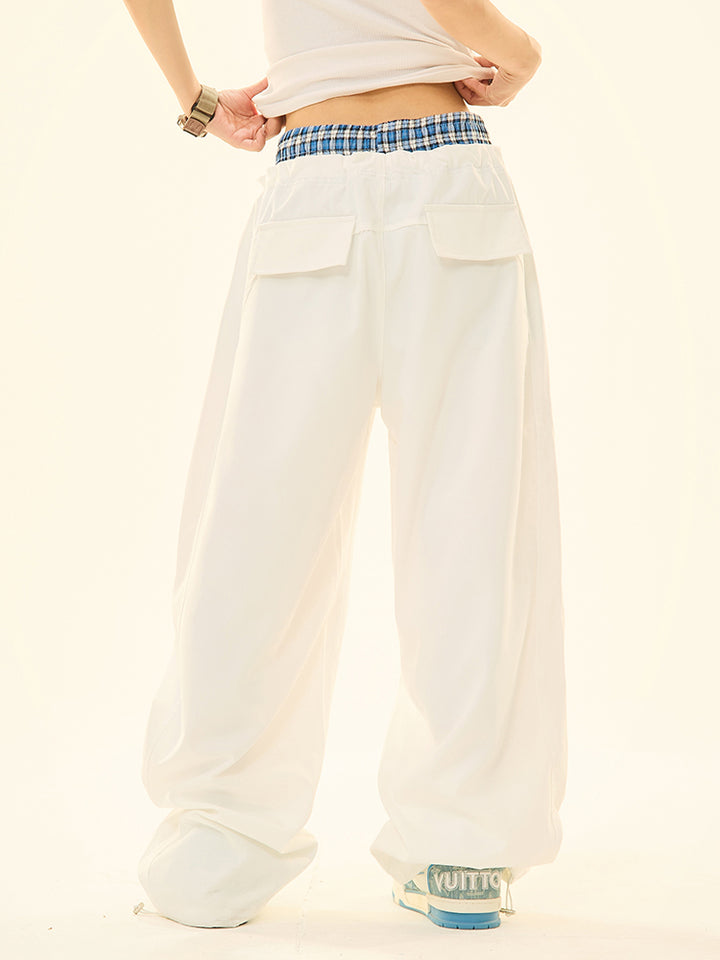 Spliced Fake Two-Piece Casual Pants