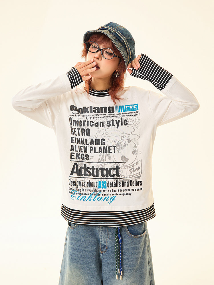 Striped Long Sleeve Graphic T-Shirts