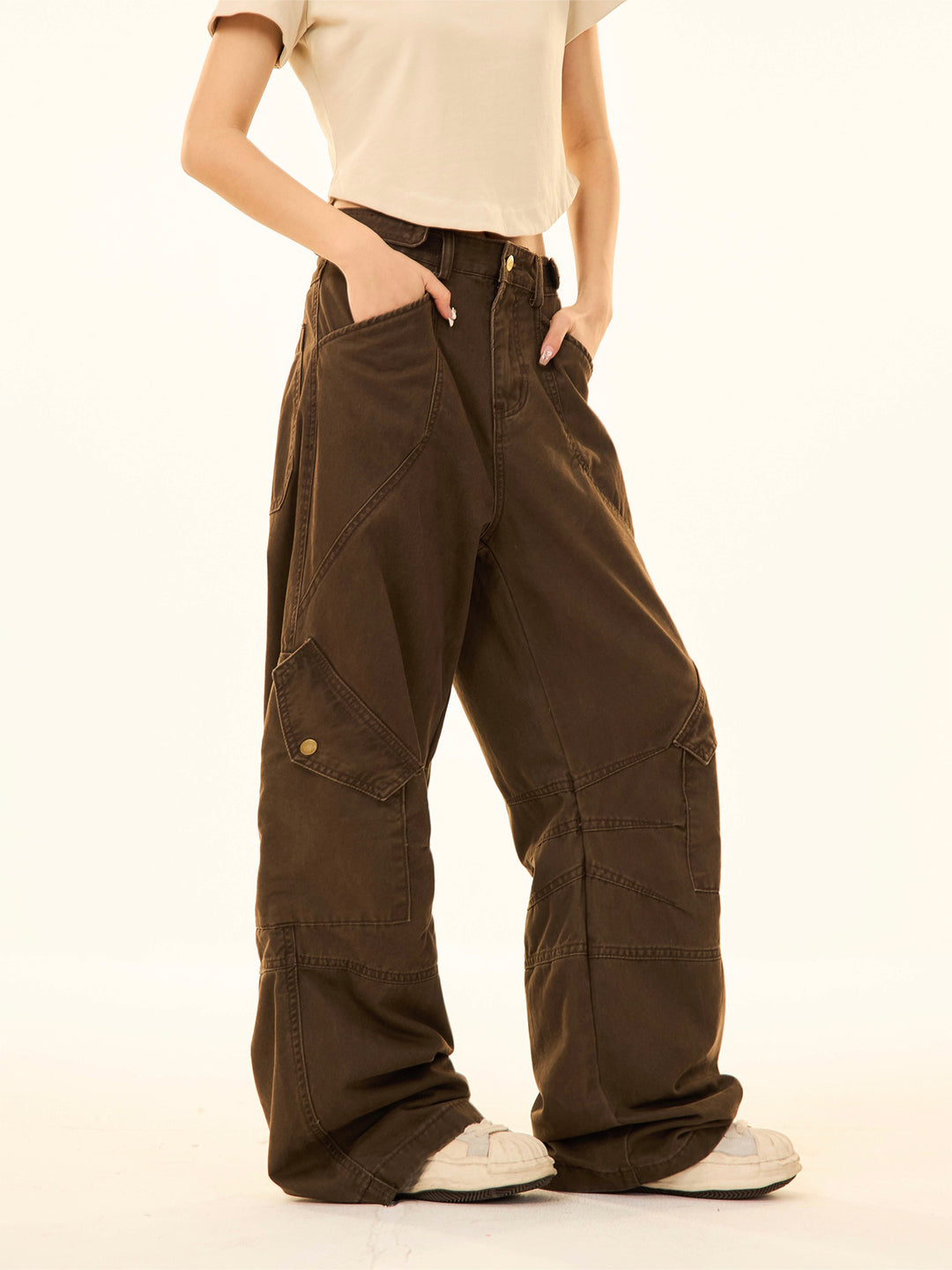 Casual Pockets Wide-Leg Pants