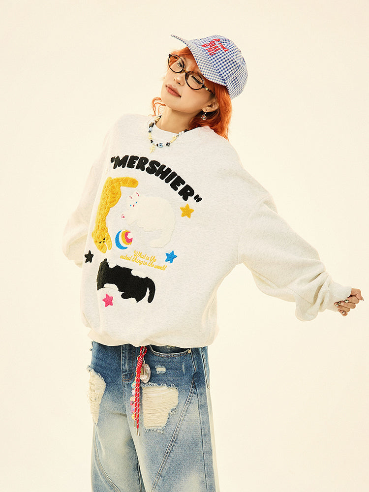 Cats Graphic Crew Neck Sweatshirt