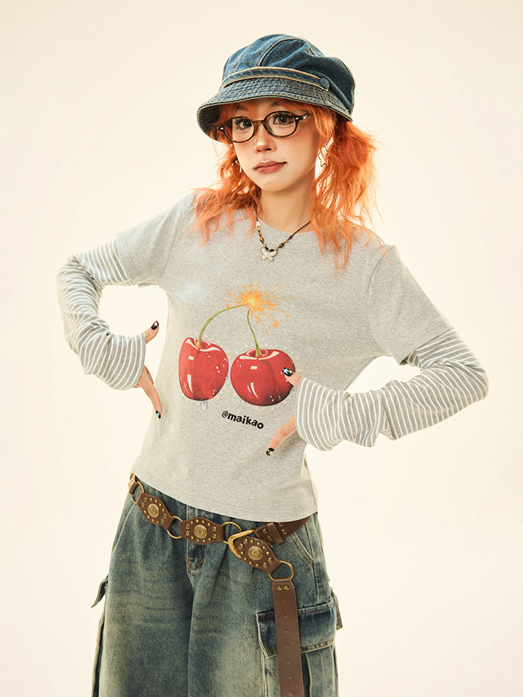 Cherry Bomb Graphic Long Sleeve T-Shirt