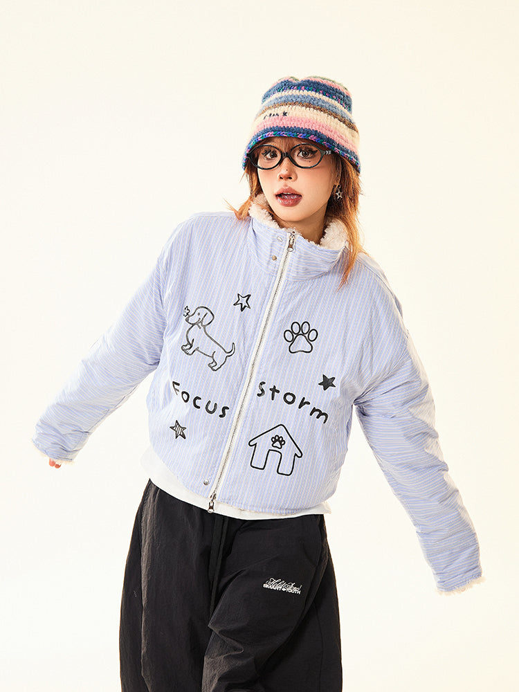 Casual Graphic Cotton-Padded Jacket