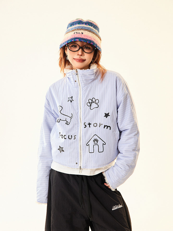 Casual Graphic Cotton-Padded Jacket