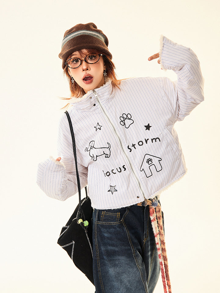 Casual Graphic Cotton-Padded Jacket