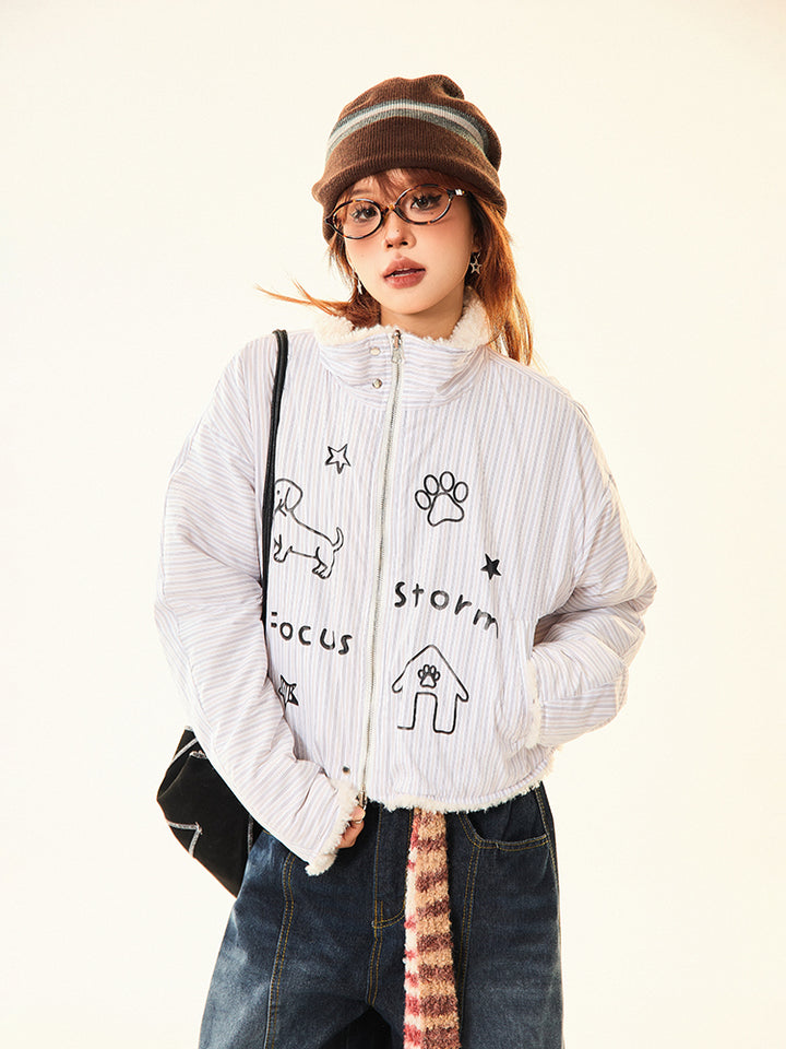 Casual Graphic Cotton-Padded Jacket
