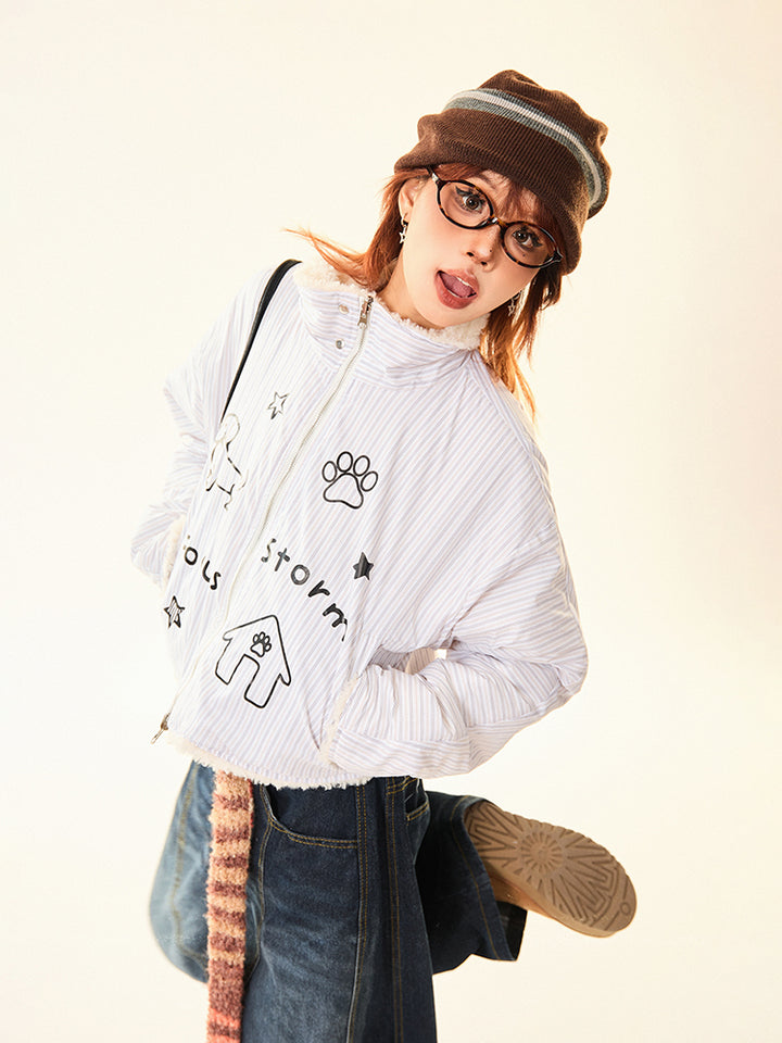 Casual Graphic Cotton-Padded Jacket