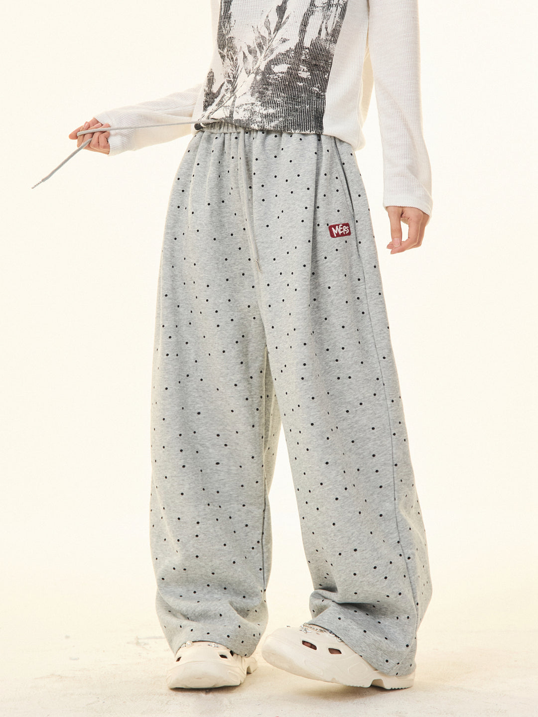 Polka Dot Wide-Leg Casual Pants