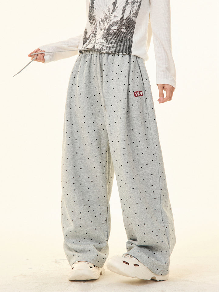 Polka Dot Wide-Leg Casual Pants