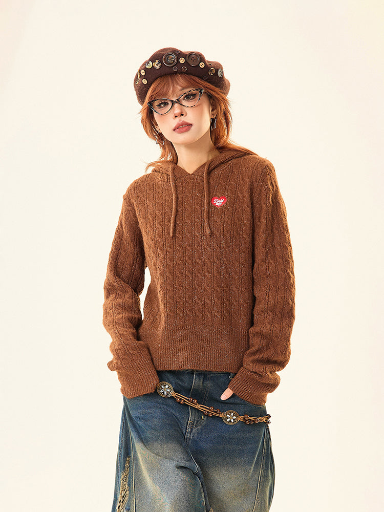 Bear Ears Hooded Knit Sweater