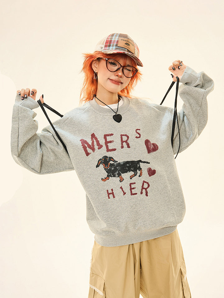 Loose Fit Dog Print Sweatshirt