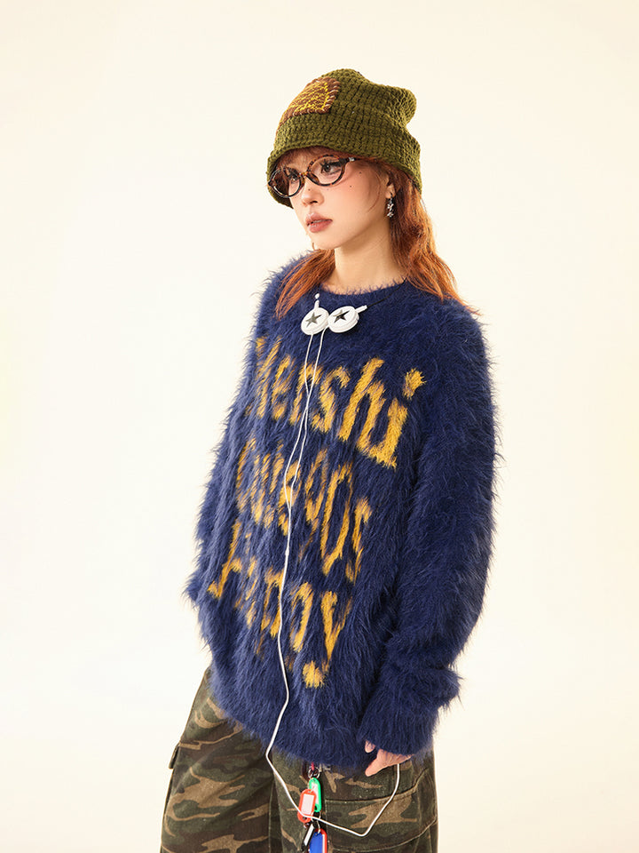 Fuzzy Knit Graphic Sweater
