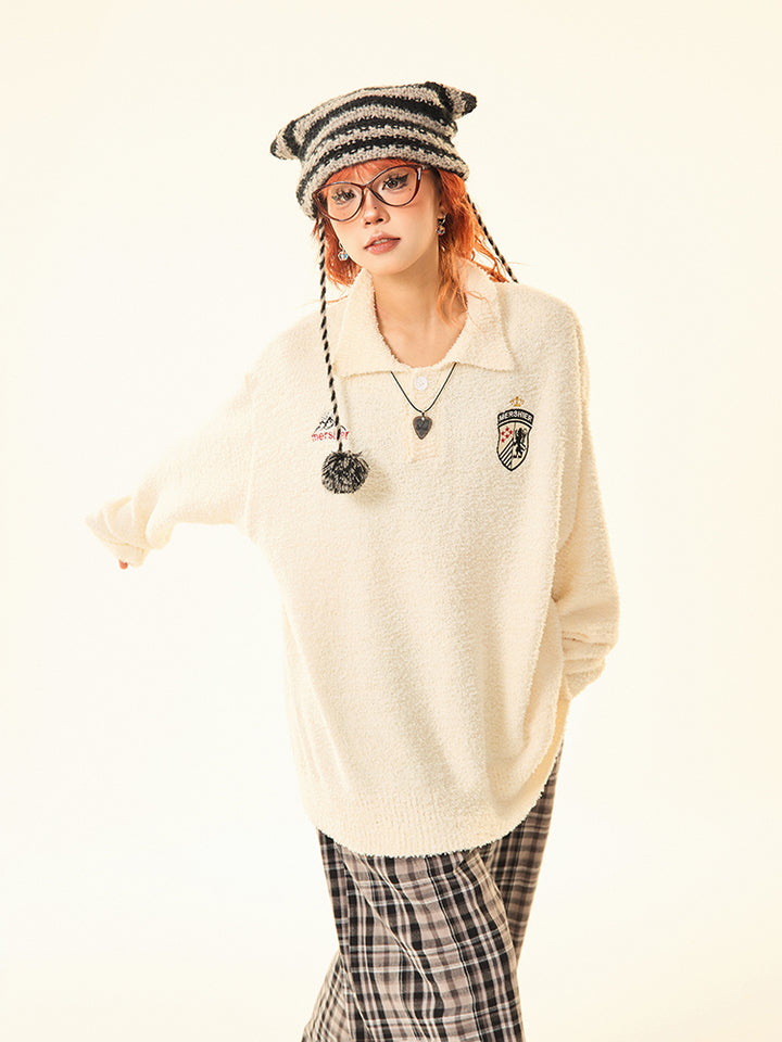 Casual Long Sleeve Patch Sweater