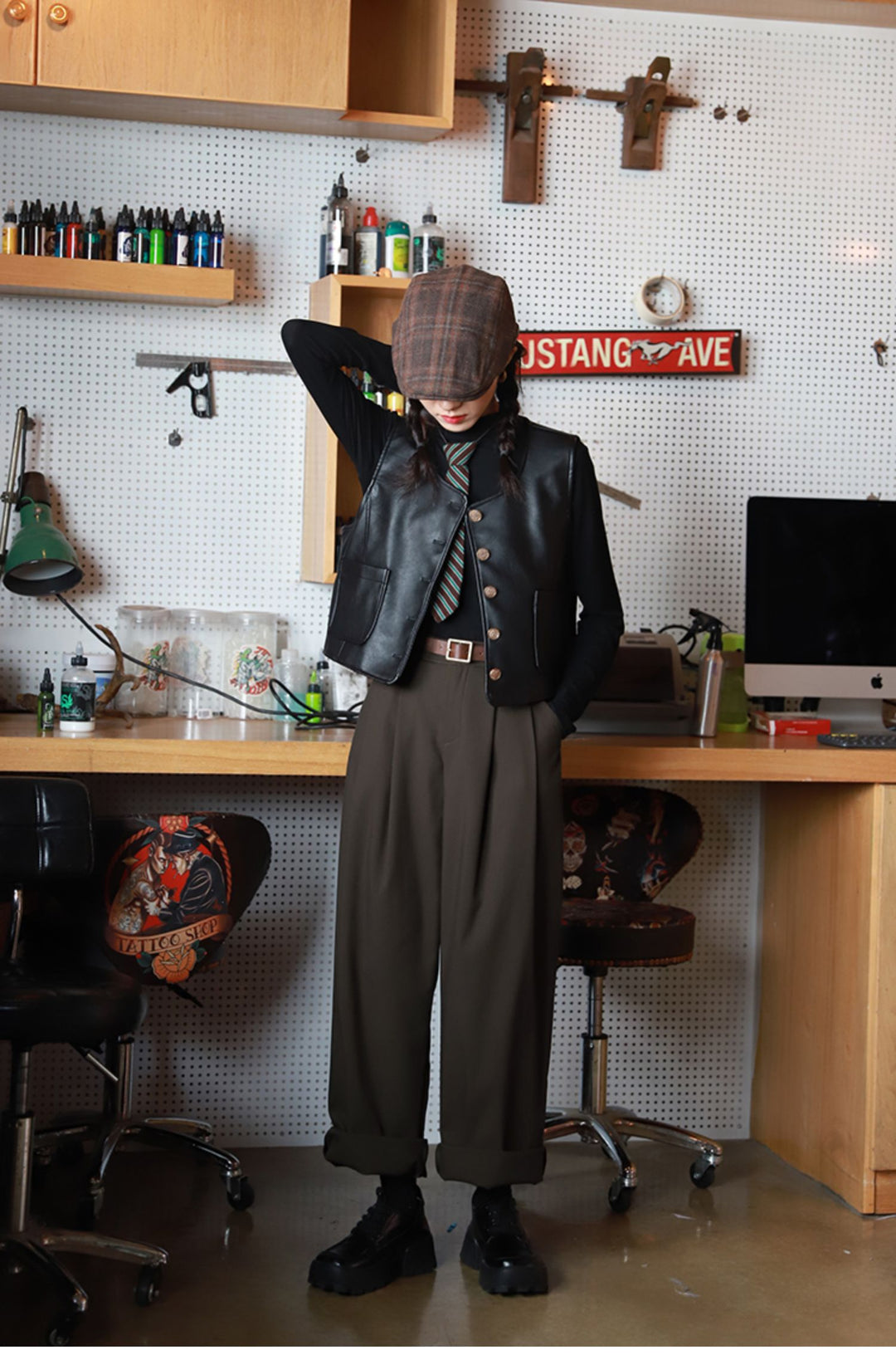 Tailored High-Waist Casual Pants