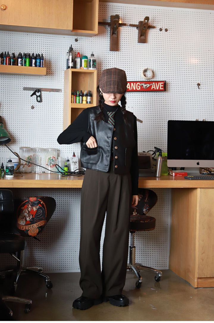 Tailored High-Waist Casual Pants