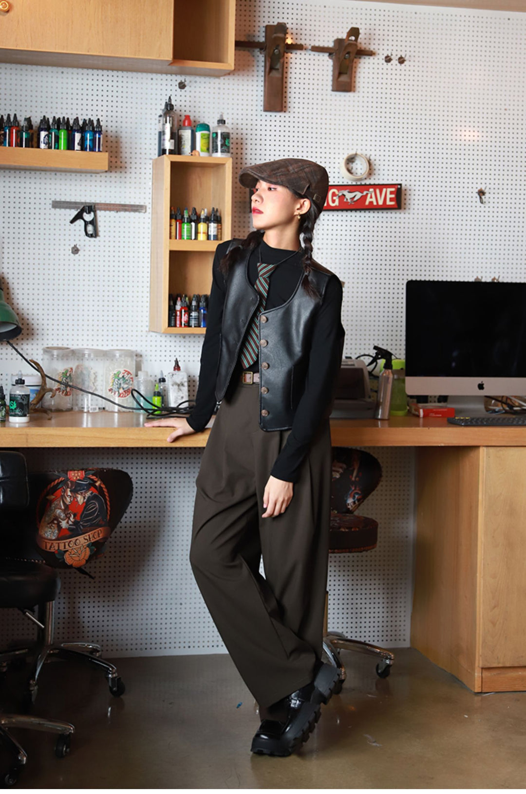 Tailored High-Waist Casual Pants