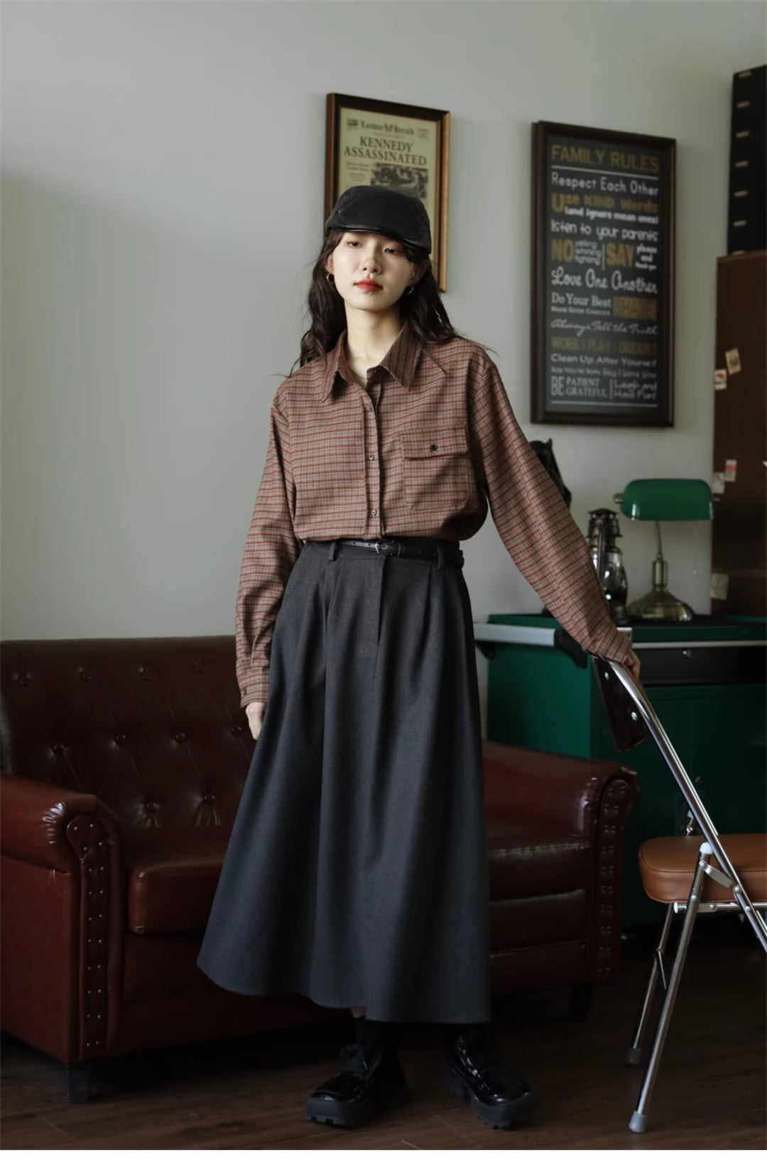 Plaid Long-Sleeve Button-Up Shirt