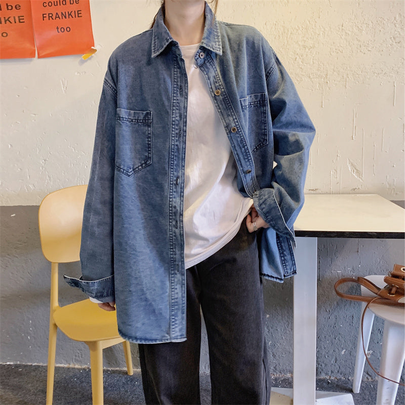 Denim Button-Up Oversized Shirt