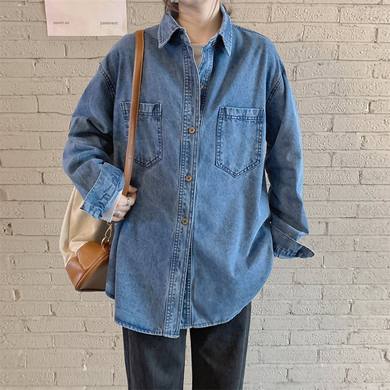 Denim Button-Up Oversized Shirt