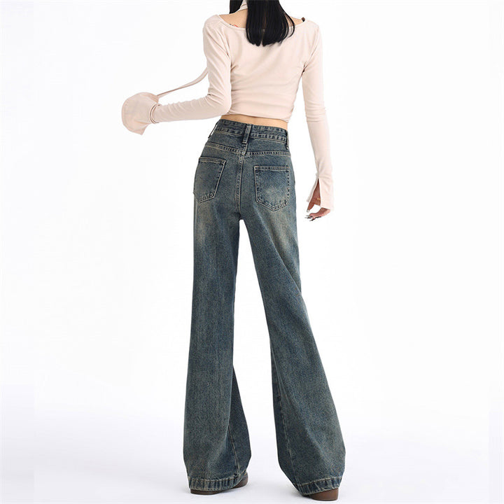 Wide-Leg Studded Denim Pants