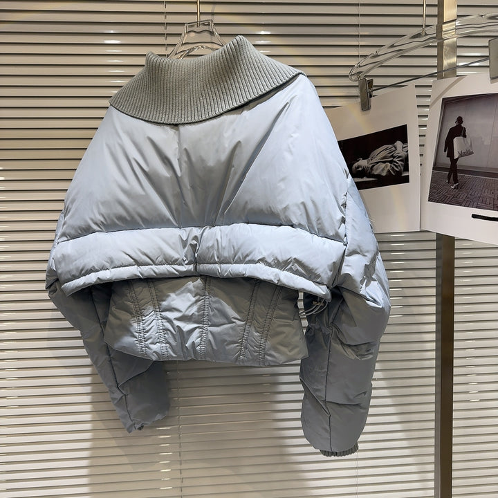 Sailor Collar Cropped Zipper Down Jacket
