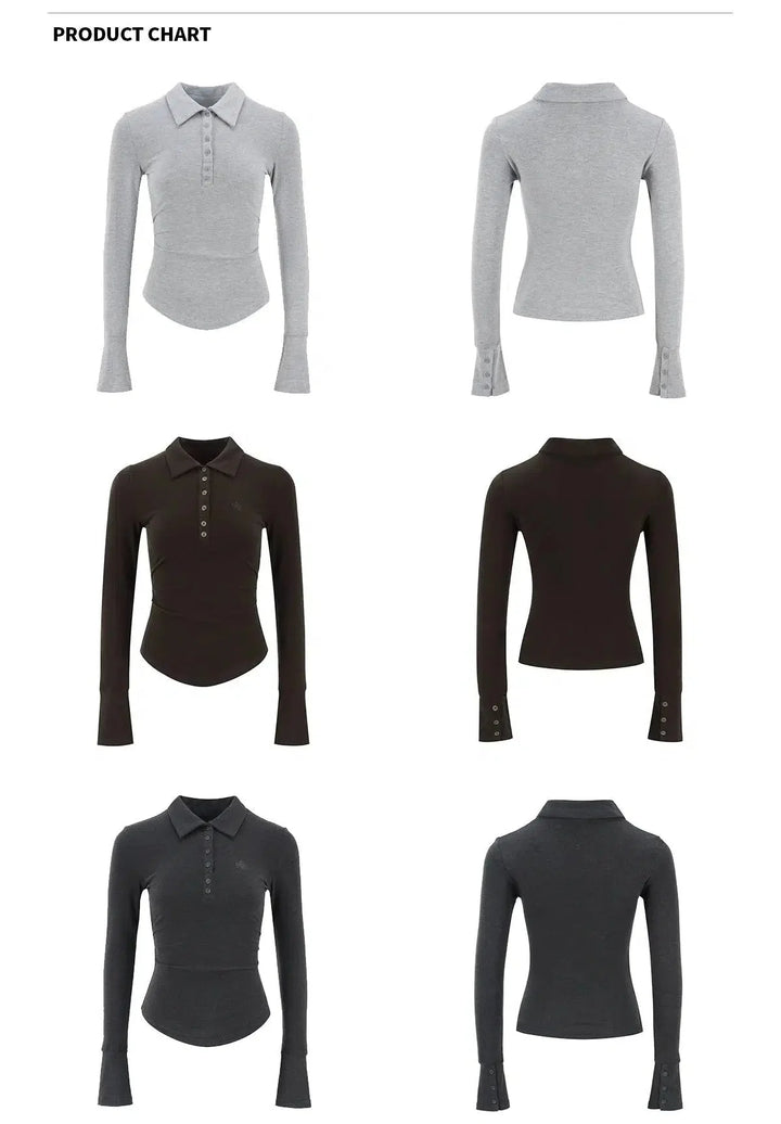 Classic Fit Collared Pullover with Button Detail