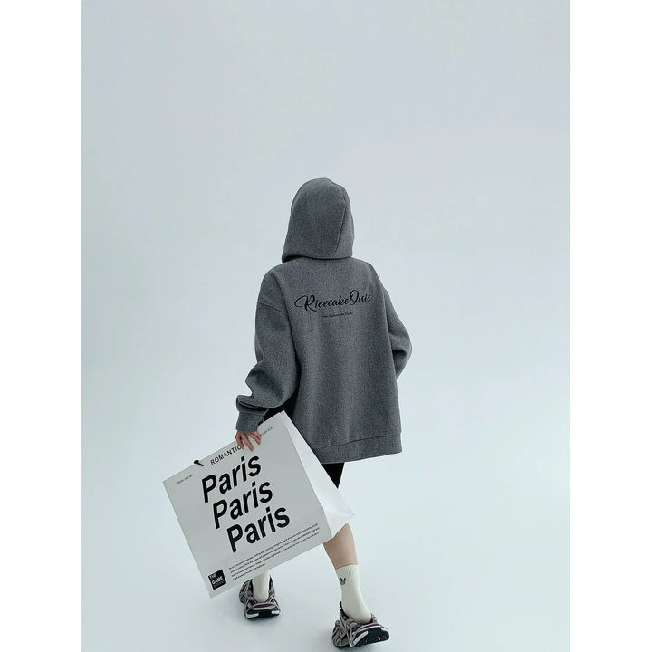 Graphic Print Hooded Zip-Up Coat
