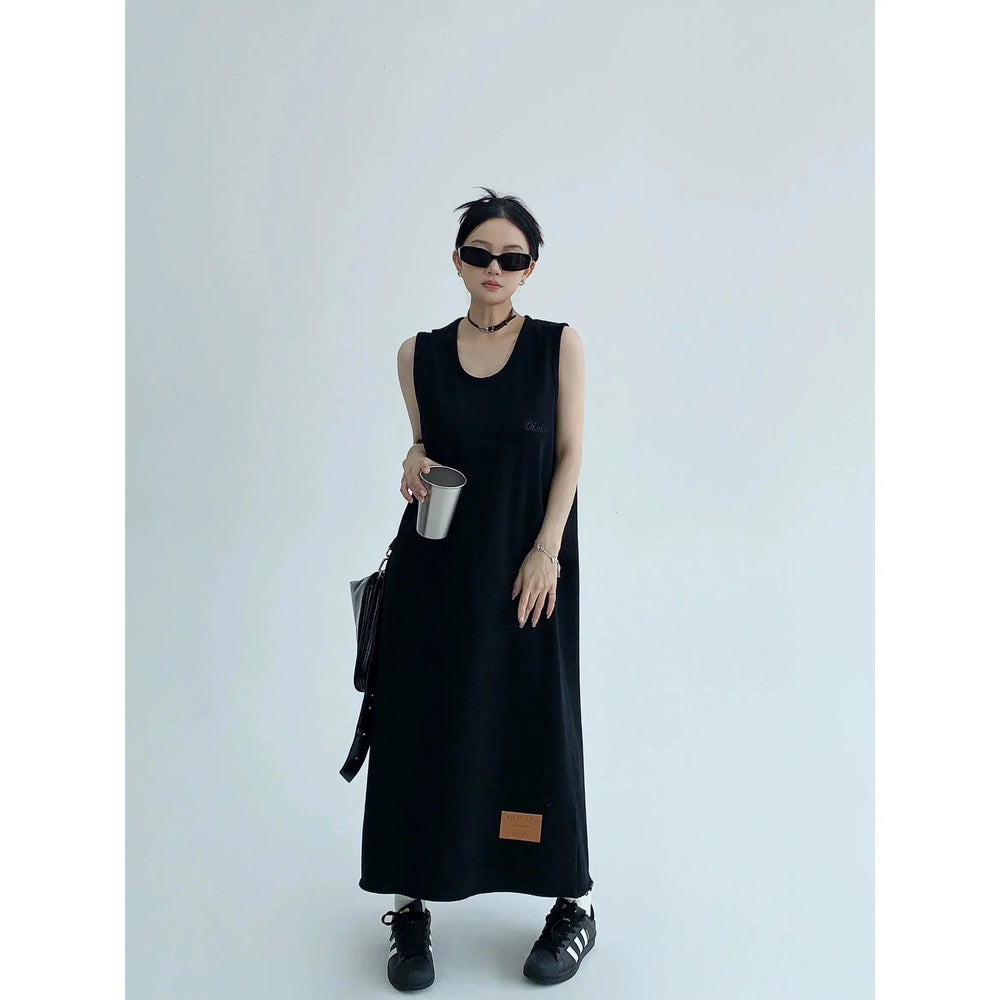 Letter Print Sleeveless Midi Sundress