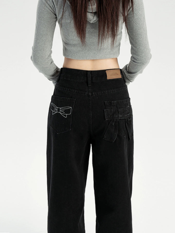Wide-Leg Bow Pocket Pants