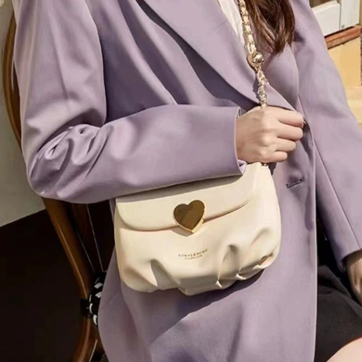 Heart Accent Chain Strap Crossbody Bag