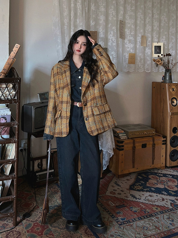 Retro Classic Plaid Suit