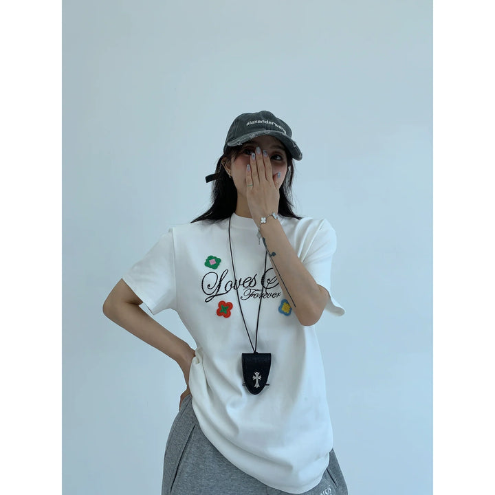 Heavy Embroidery Short Sleeve T-shirt