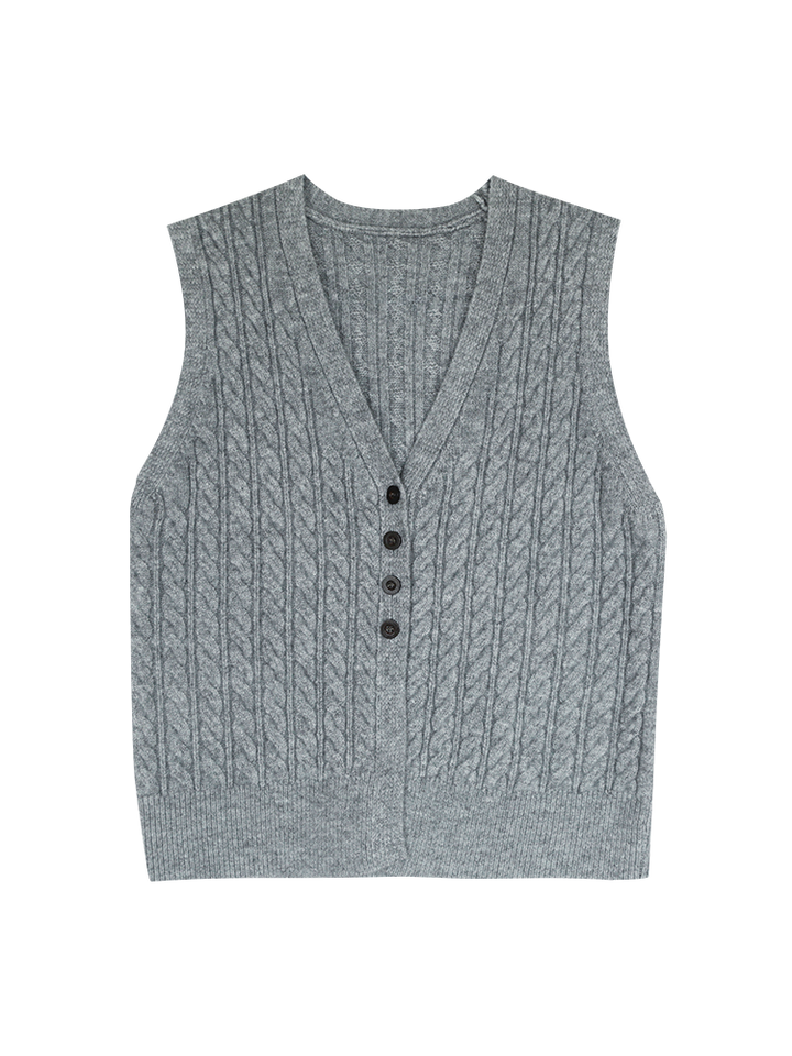 Cable Knit Button-Up Vest