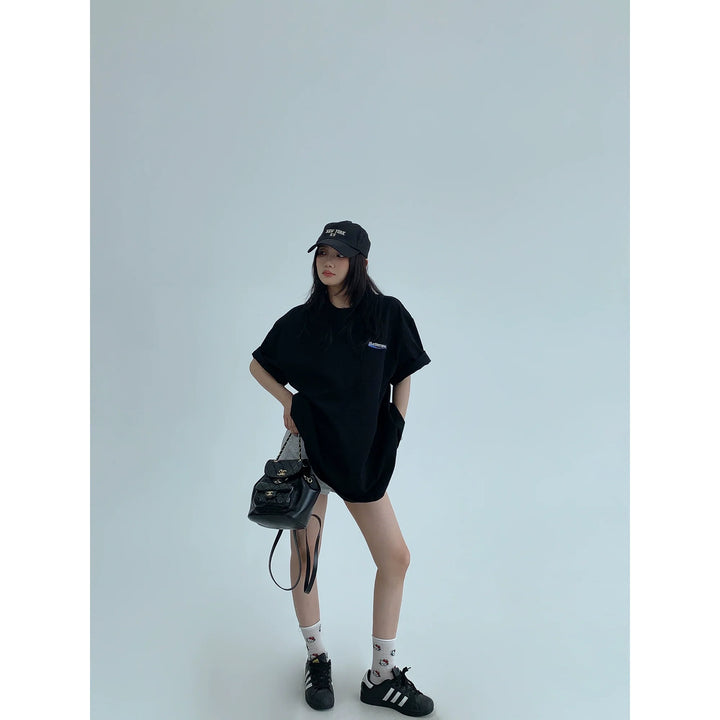 Cotton Casual Letter Embroidered T-Shirt