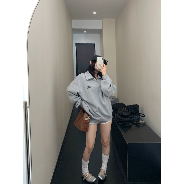 Embroidered V-Neck Sweatshirt