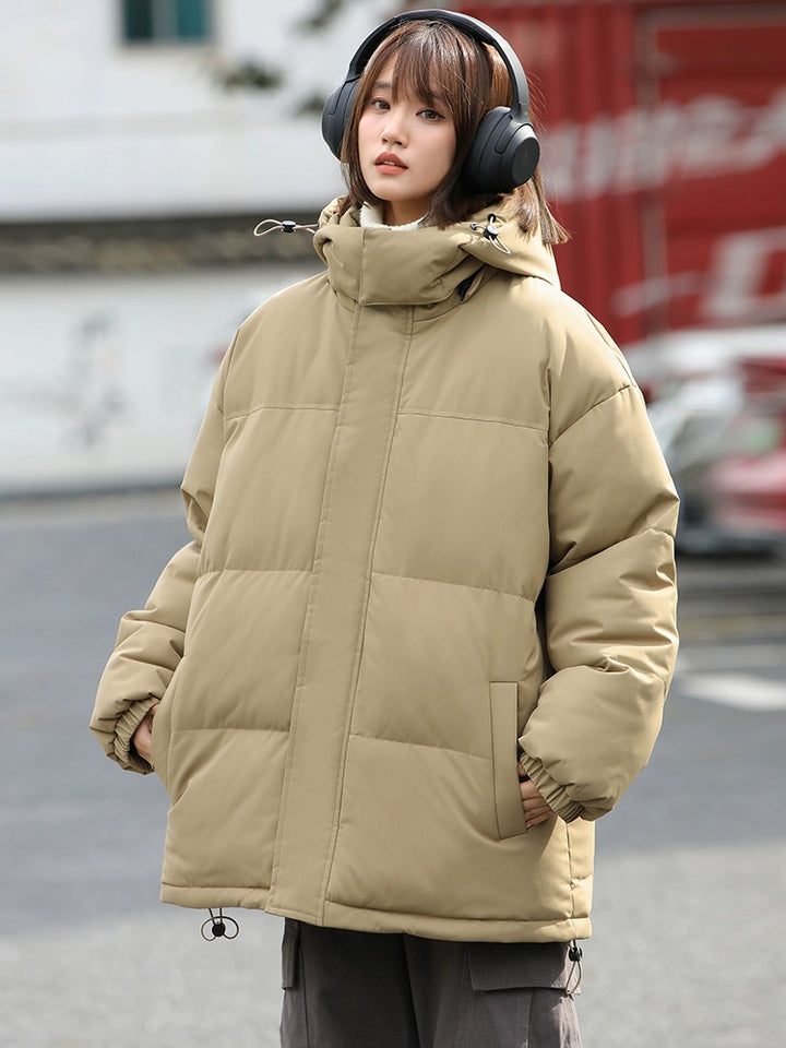 Drawstring Hooded Cotton-Padded Jacket