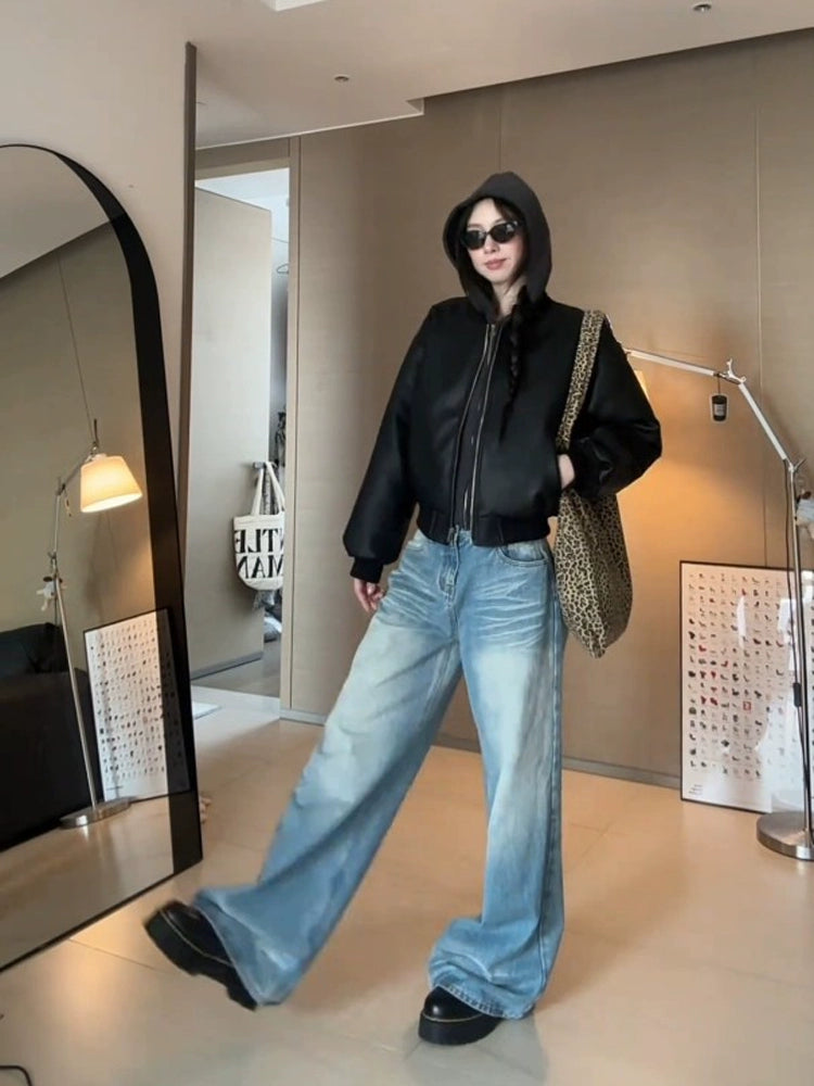 Casual Hooded Leather Jacket