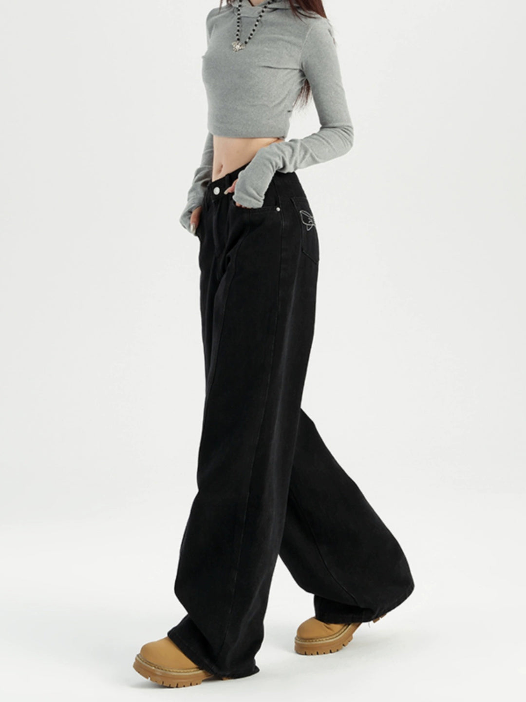 Wide-Leg Bow Pocket Pants