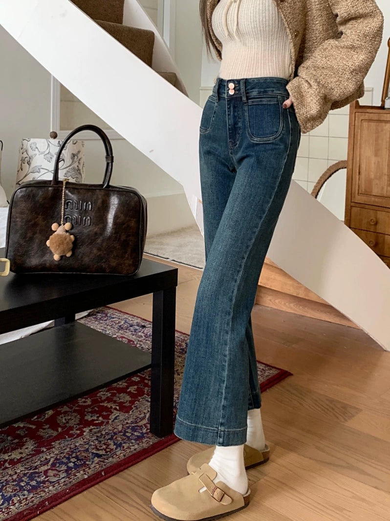 High-Waisted Straight-Leg Jeans