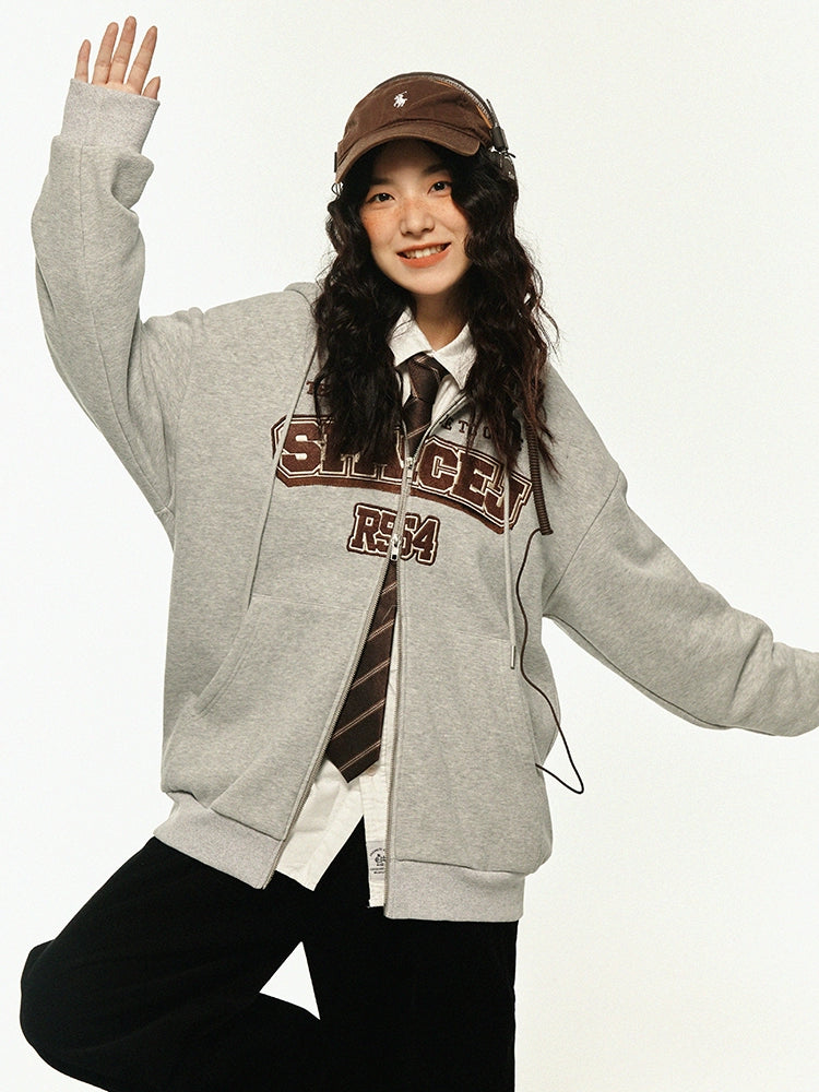 Graphic Print Zip-Up Sweatshirt