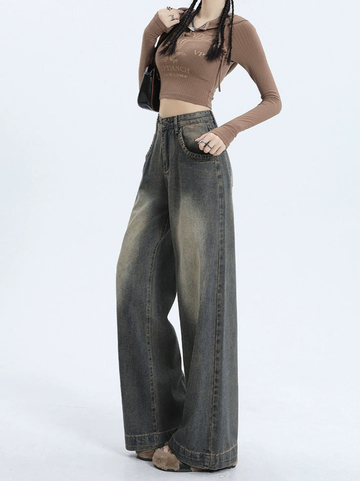 Wide-Leg Denim Pants