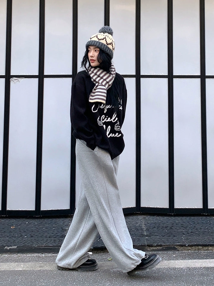 Letter Print Graphic Wool Sweater