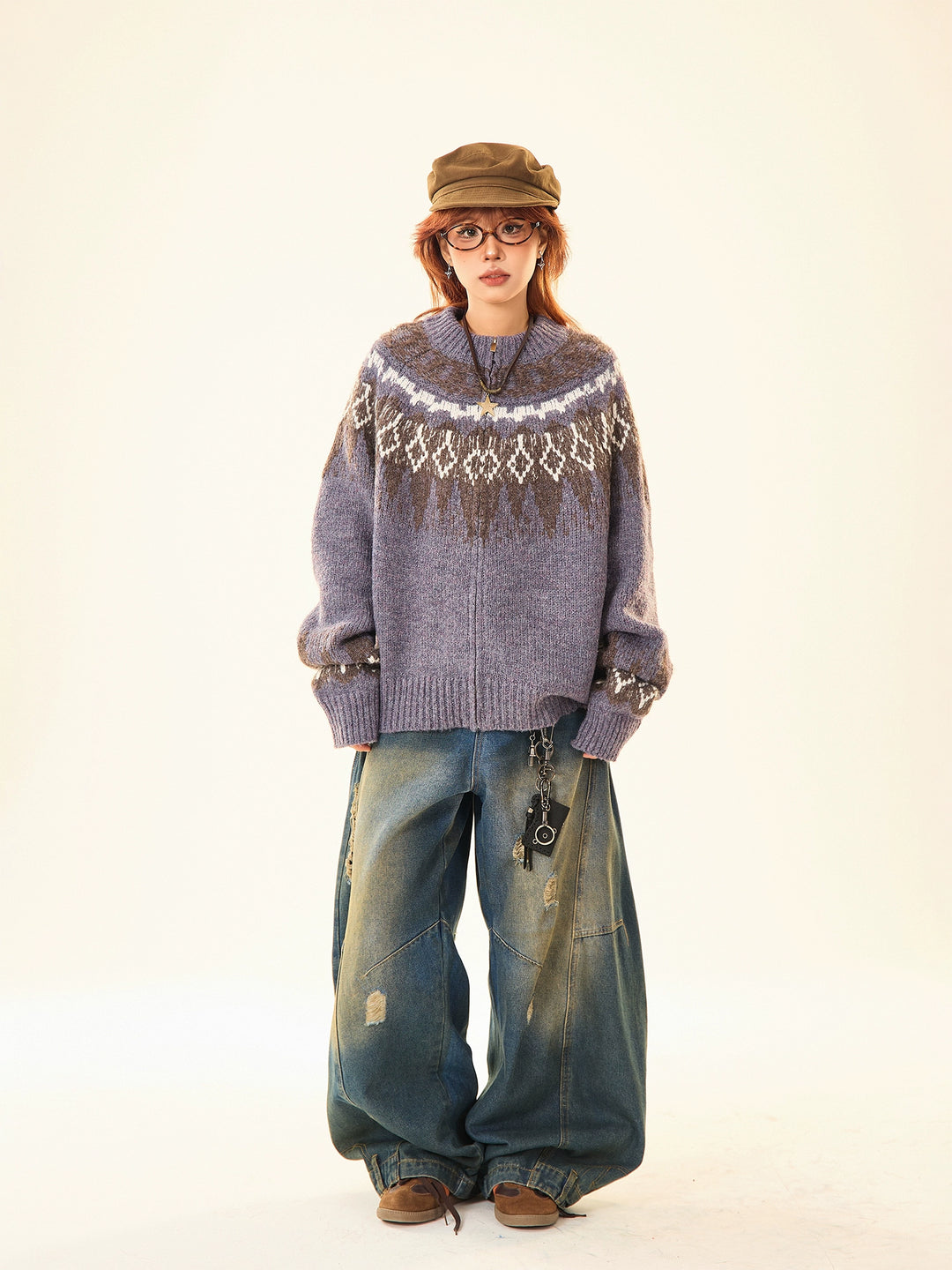 Cozy Patterned Knit Sweater