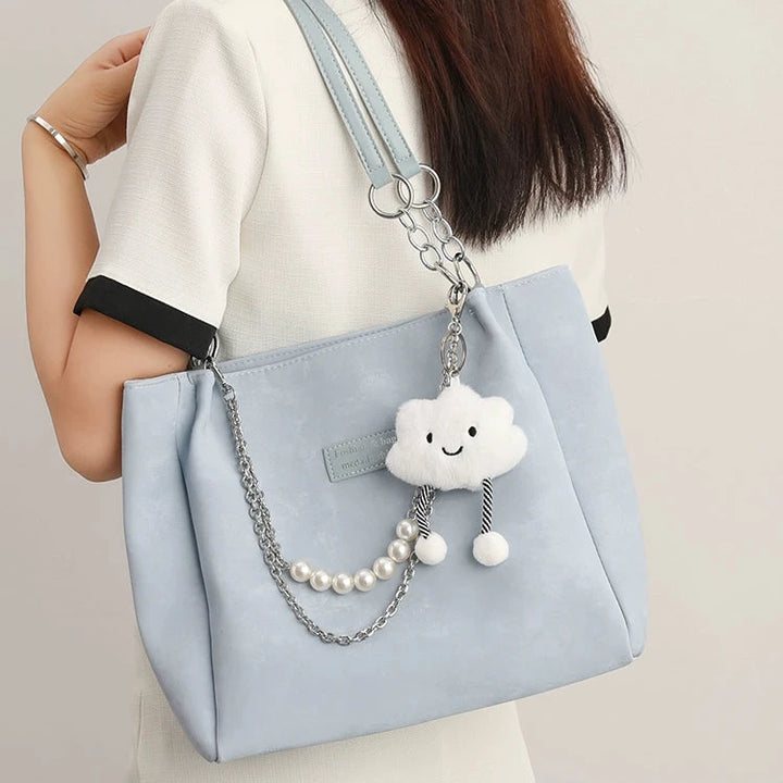 Cloud Charm Pearl Chain Tote Bag