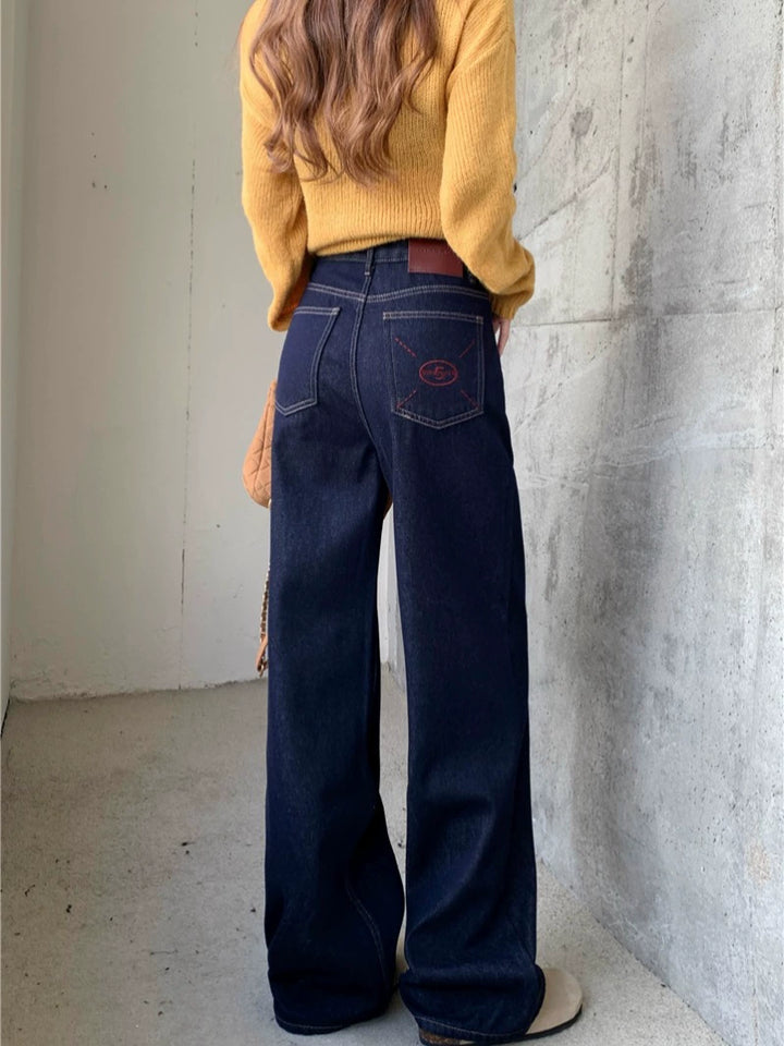 Wide-Leg High-Waist Denim Pants