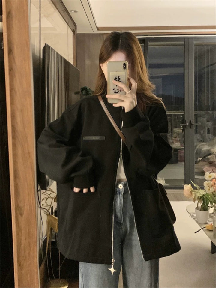 Casual Zip-Up Pockets Short Coat