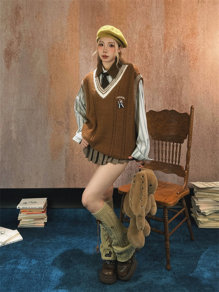Knit V-Neck Wool Sweater Vest