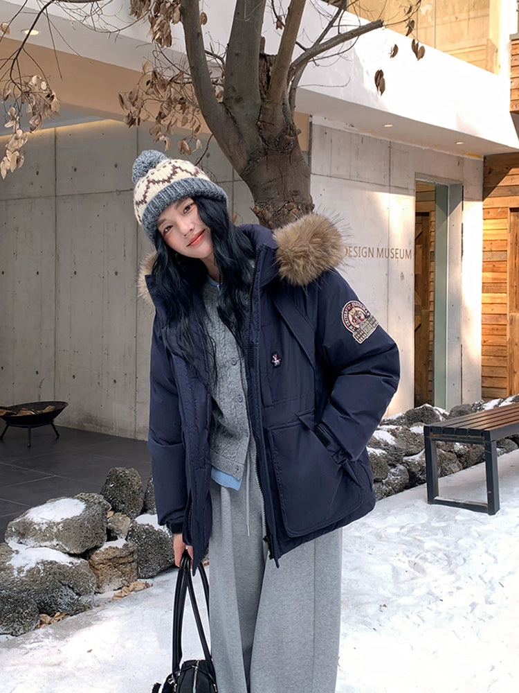 Faux Fur Hooded Cotton-Padded Jacket